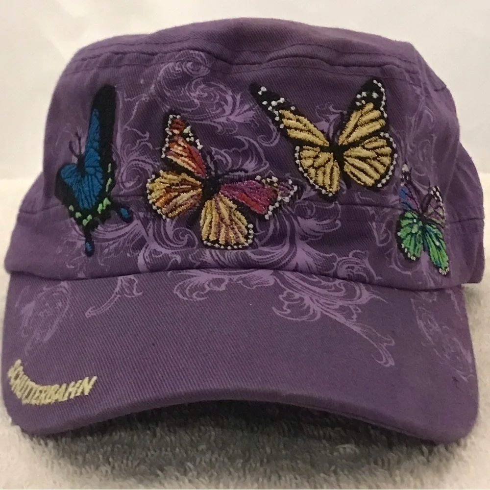 Kids Tees Adjustable Girls Purple Butterfly Cap for Schlitterbahn
